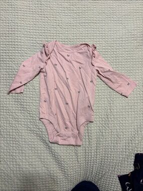 GAP Pink Long-Sleeve Bow Print One-Piece
